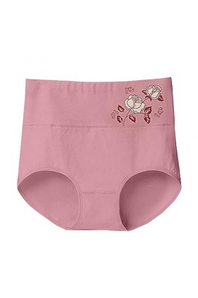 Femme Couleur Unie Taille Haute Imprimé Fleuri Grande Taille Lâche Confortable Coton Matière sous-vêtement décontracté Brassi