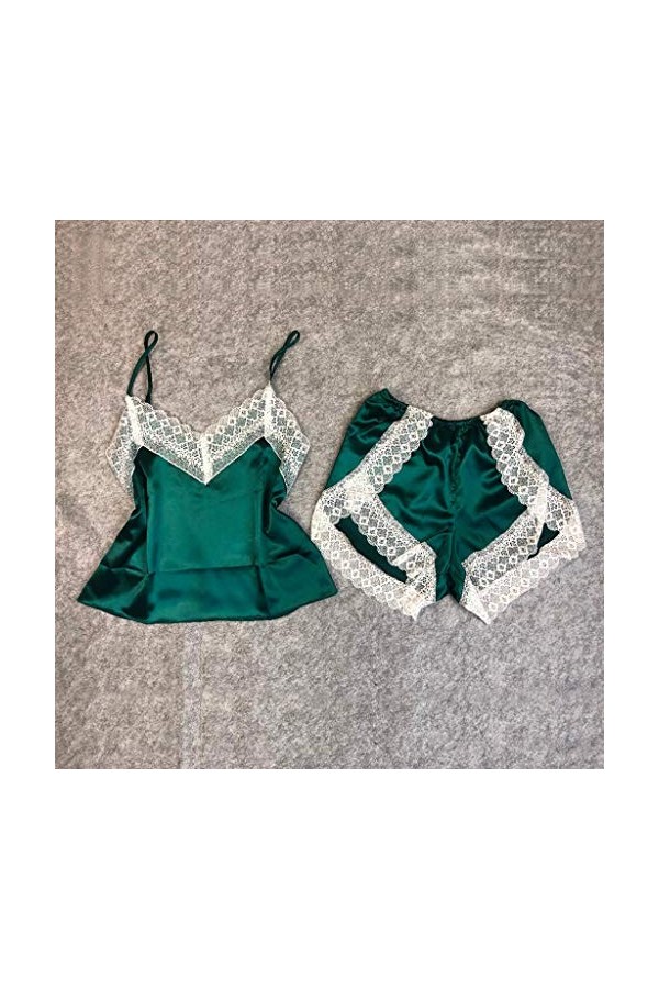 liaddkv Lot de 2 sous-vêtements pour femme sexy robe de nuit pour pyjama, lingerie string ouvert, vert, XXL