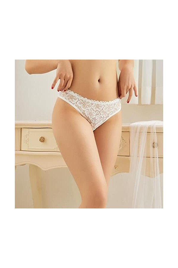 Lingerie Sexy Femme Coquine Hot OuverteSexy Strings et Tangas en Dentelle Culotte Dentelle Transparent Creux Tentation String