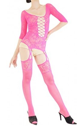 Combinaison Resille Ouverte – Lingerie Ultra Élastique – Flamant Rose Fuchsia – 40-75 kg