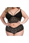 Plus Size Lingerie Sexy Col V Taille Haute Dentelle Fleur Soutien-gorge et Culotte Ensemble 2 Pièces Sans Armatures Dentelle 