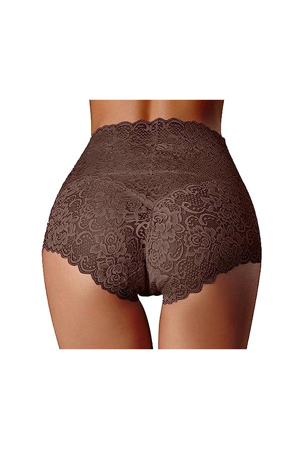 HERSIL Sous-vêtements en coton pour femme - Taille haute, café, L