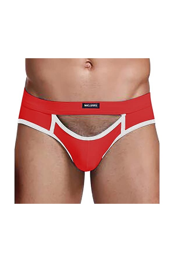 Générique Pantalon Pyjama en Flanelle Homme Hommes Sexy Jockstrap Male Underwear Red, S 