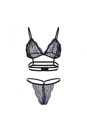 Femme Vêtements De Nuit 2 Pièce sous-Vetements Dentelle Lingerie Sexy Ensemble Erotique Ensemble Soutien Gorge et String Sexy