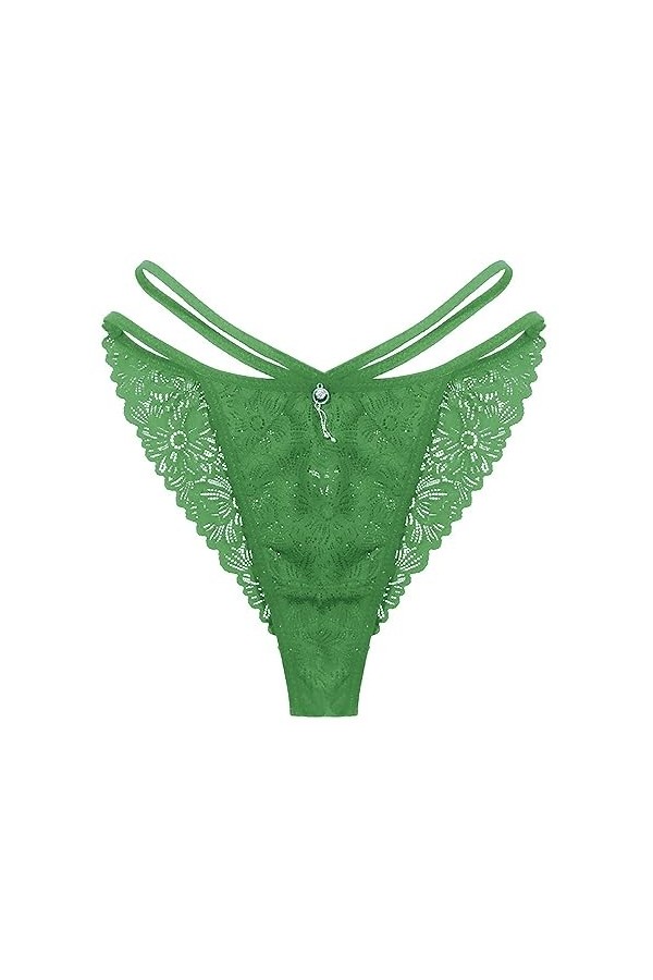 UOWEG Culotte en Dentelle Sexy Sheer Mesh Slip Respirant Confortable à Taille Basse Menstruelle Plat Green, L 