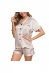 Ensemble de sous-vêtements courts pour femme - Pyjama - Robe de nuit - Pyjama pour femme - Sexy - En satin - Pour cosplay, or