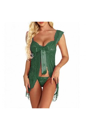 Lingerie Femme Sexy Ensemble Sissy Érotique Body Nuisette Sensuelle Valentin Mini Robe Ouverte Nuit Dentelle Harnais Robe Slu