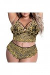 IQYU Ensemble de lingerie sexy pour femme avec anneaux et string rouge, jaune, XXXXL