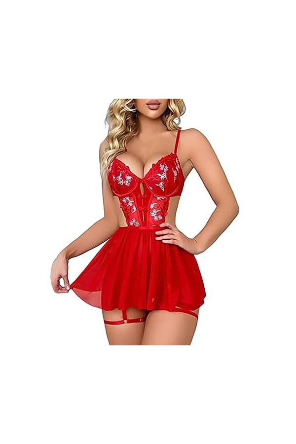 Lingerie Nuisette Femme Sensuelle Nuisette Mini Robe Sexy Push Up Nuisette Sissy Érotique De Nuit en Lingerie Dentelle Erothi