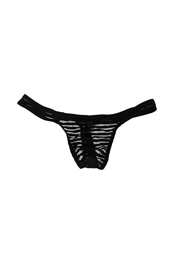 Sexy Homme G-String sous-vêtements Poche Bikini T-Back Maille Slips - Noir, M