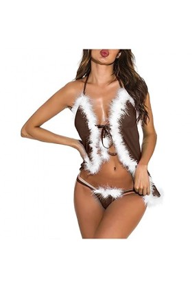 Pyjamas De Lingerie Rouge De NoëL - Femmes De Grande Taille NoëL Hot Erotic Sexy V-Neck Bodys sous-VêTements Mode,Lingerie Se