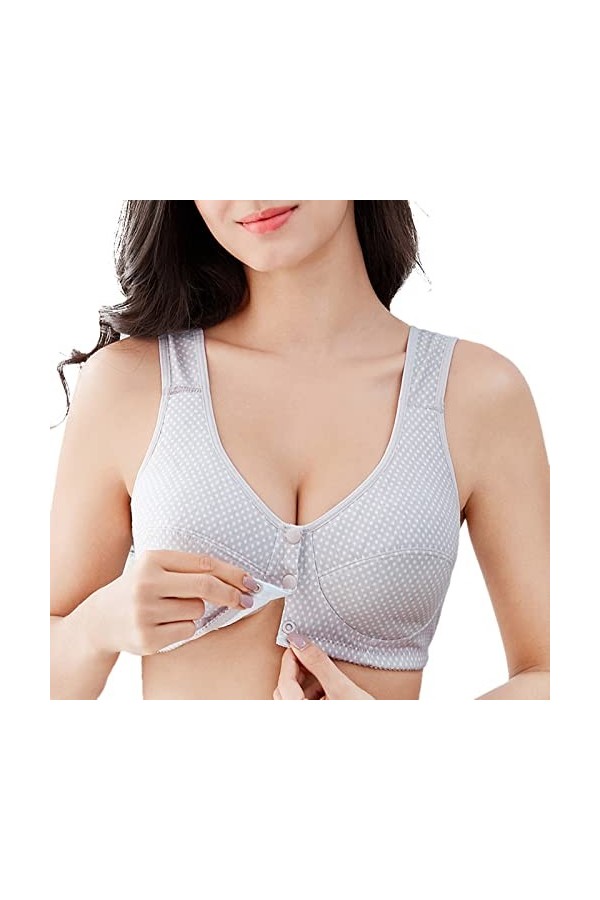 Soutien-gorge de sport pour femme - Fermeture avant - Bralette - Grande taille - Sans coutures - Sans coutures - Col en V - S