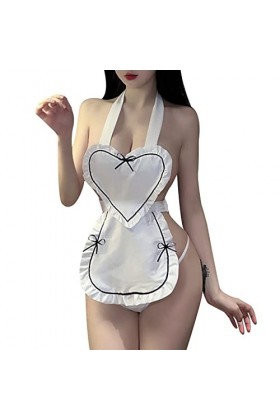 Générique Collant Ouvert Entrejambe Babydolls Femmes Mesdames Outfit Tablier Style Jeu de Rôle sous-Vêtements Sexy Body Femme