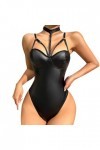 Femmes sous - vêtements 1 pc Cuir Teddy Body Sexy outshoulder Body PU Lacets Teddy Body