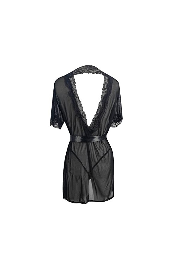 BIISDOST Womens Large Sexy Lingerie Lace Sexy Nightdress Solid Color Home Pyjamas Lingerie String Ouvert Black, XL