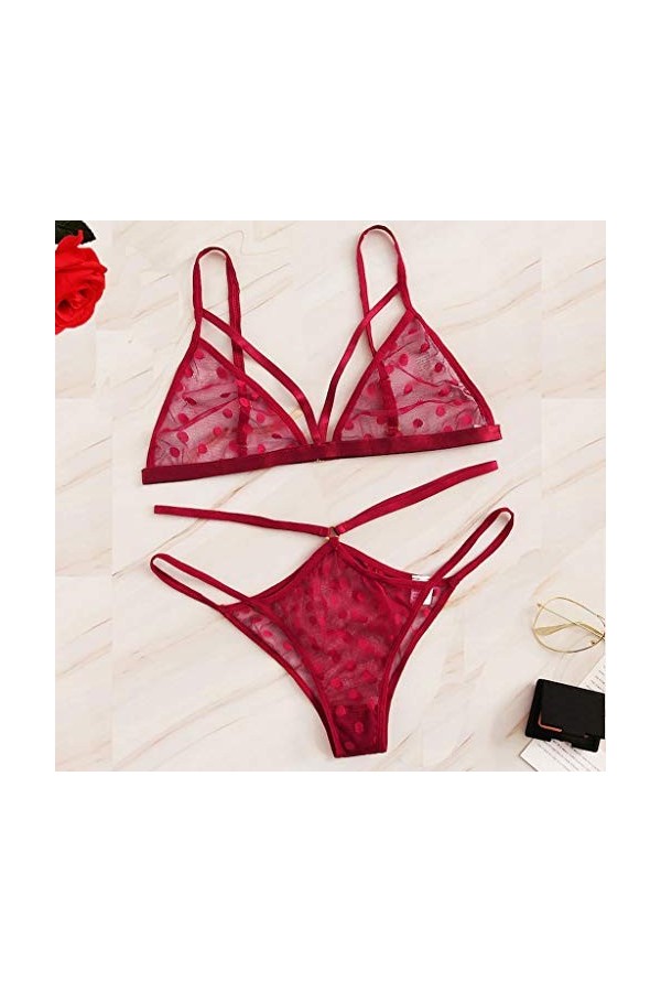 Femme Ensemble Soutien Gorge et String Dentelle Vêtements De Nuit Sexy Lingerie Sexy Ensemble 2 Pièce sous-Vetements Erotique