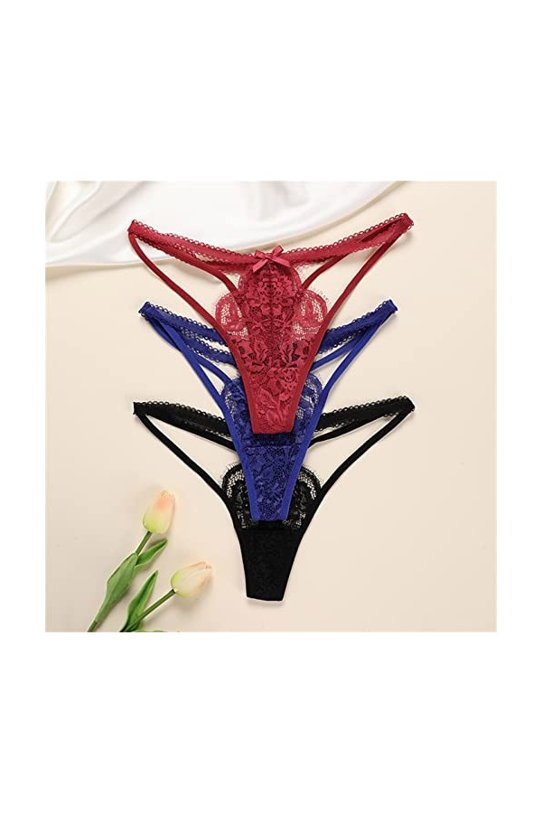 Tanga-Strings et Tangas de Femme Erothique Slip Confortable Dentelle Culotte Creux Out Floral sous-Vêtements de Coton Bikini