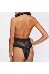 UOWEG Lingerie Sexy en Dentelle pour Femme avec Cils plongeants et Entrejambe à Boutons-Pression. Sexy Lingerie Cuir Black, 