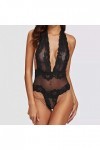 UOWEG Lingerie Sexy en Dentelle pour Femme avec Cils plongeants et Entrejambe à Boutons-Pression. Sexy Lingerie Cuir Black, 