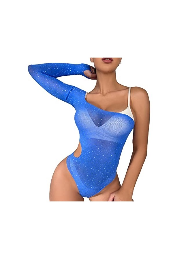 ADMAY 2023 New y/2k Style Lingerie Sous-vêtements érotiques pour femmes Sexy Single Sleeve Hot Drill Shiny Large Size Mesh Cl