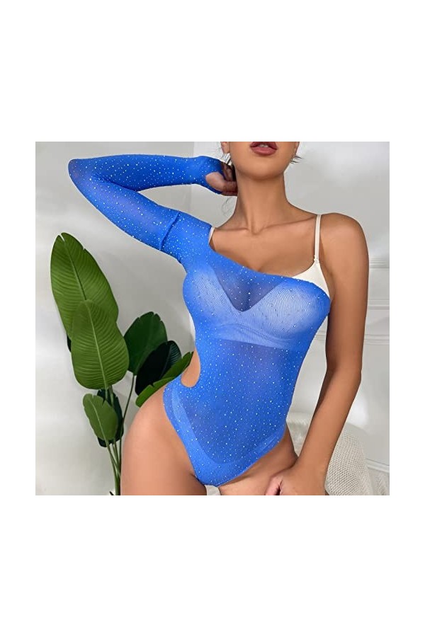 ADMAY 2023 New y/2k Style Lingerie Sous-vêtements érotiques pour femmes Sexy Single Sleeve Hot Drill Shiny Large Size Mesh Cl