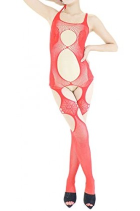 Combinaison Resille Ouverte – Lingerie Ultra Élastique – Rouge – 40-75 kg