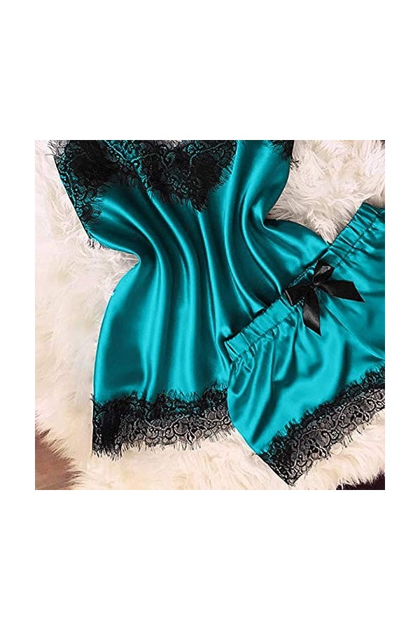 Ensemble de lingerie sexy en dentelle rouge pour femme - Soutien-gorge et slip push-up - String érotique - String érotique - 