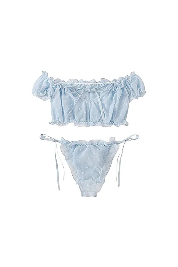 sous-Vetements Femme 2 Pièce Lingerie Sexy Ensemble Dentelle Vêtements De Nuit Sexy Ensemble Soutien Gorge et String Erotique