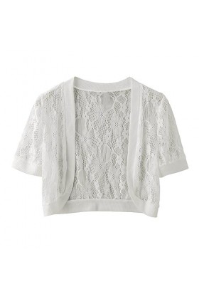 Boléro en dentelle pour femme - Élégant - Manches longues - Pour lété - Solide - Manches longues - Cardigan décontracté - Ma