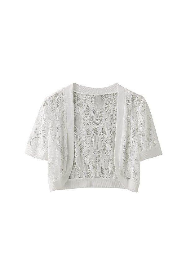 Boléro en dentelle pour femme - Élégant - Manches longues - Pour lété - Solide - Manches longues - Cardigan décontracté - Ma
