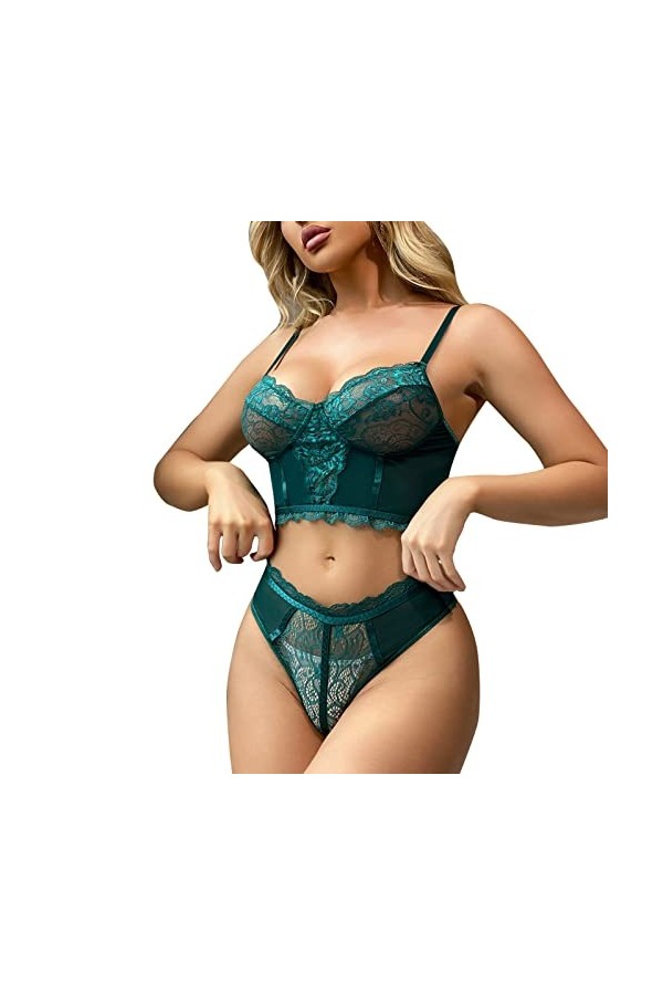 Générique Lingerie Sexy Femme Coquine Hot Sexy Bodysuit Mesdames dentelle couture maille voir à travers les sous-vêtements mi