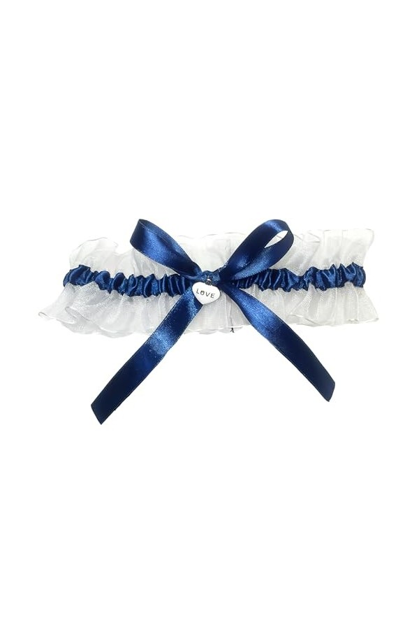 Jarretière en Dentelle avec Boucle 1PCS Top Élastique Jarretière Mariée avec Satin Bleu Décoration Nuptiale Ornement Lingerie