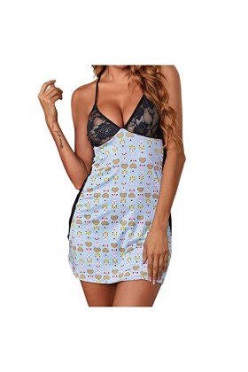 Générique Tenue Sexy, Femme Lingerie Chemise De Nuit À Bretelles en Hot Féminine Pyjama Lingerie Nuisette Mini Jupe Sexy Club