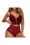 liaddkv Sexy Creux Sexy Sous-vêtements Soutien-gorge sans fil Ensemble Lingerie String Dentelle Femmes Bandage Sexy Accessoir