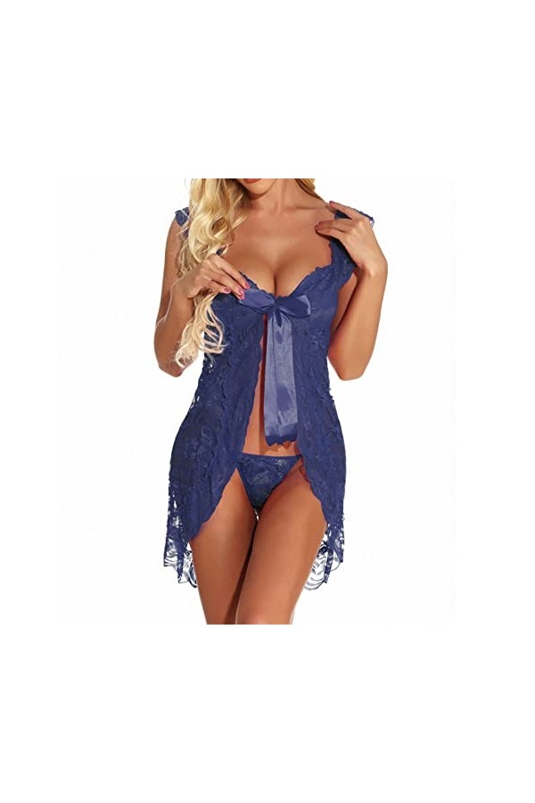 Lingerie Femme Sexy Ensemble Sissy Érotique Body Nuisette Sensuelle Valentin Mini Robe Ouverte Nuit Dentelle Harnais Robe Slu