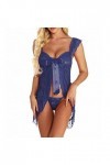 Lingerie Femme Sexy Ensemble Sissy Érotique Body Nuisette Sensuelle Valentin Mini Robe Ouverte Nuit Dentelle Harnais Robe Slu