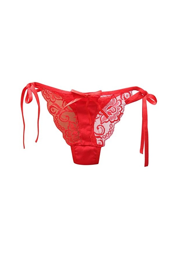 Tanga Dentelle pour Femme Micro String Culottes String Ouvert Hot Jolie Dentelle Florale Dentelle Transparent Creux Tentation