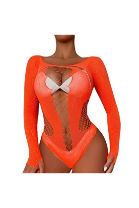 ADMAY 2023 New y25k Style Lingerie Dames Sexy brillant Lingerie à manches longues maille Transparent creux Sexy Lingerie culo