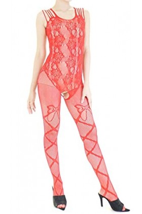 Combinaison Resille Ouverte – Lingerie Ultra Élastique – Rouge – 40-75 kg