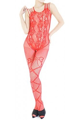 Combinaison Resille Ouverte – Lingerie Ultra Élastique – Rouge – 40-75 kg