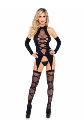 Leg Avenue Combinaison Noir Taille Unique 3 Pièces