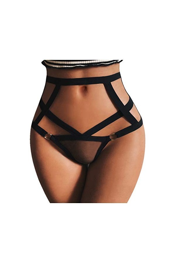 UOWEG Femmes Lingerie G-String Mémoires sous-Vêtements Culottes T String Strings Culottes Lingerie Black, XL 