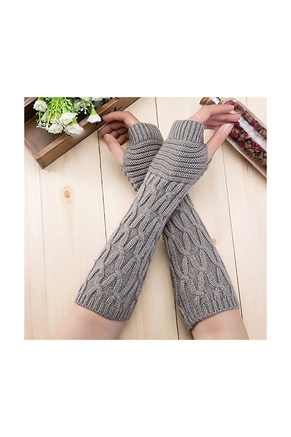 FGUUTYM Porte-jarretelles à lacets pour homme - Longue mode - Poignet tricoté - Hiver - Sans doigts - Porte-cigarettes - Femm