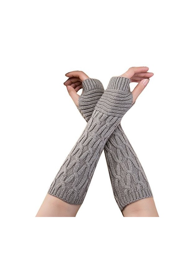 FGUUTYM Porte-jarretelles à lacets pour homme - Longue mode - Poignet tricoté - Hiver - Sans doigts - Porte-cigarettes - Femm