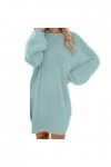 FGUUTYM Mini robe à manches longues sexy et chaude avec poche à manches longues - Pull noir avec fleurs, bleu ciel, M