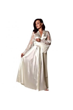 FGUUTYM Sexy Sexy Femmes Dentelle Satin Sous-Vêtements Soie Robe de Nuit Sexy Robe Femme Robe en Maille, Blanc., XXXL