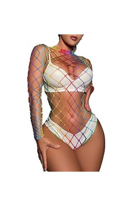 Lingerie en résille pour femme - Lingerie sexy pour femme - Body en dentelle ajourée - Sous-vêtements pour femme - Imprimé ar