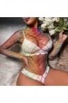 Lingerie en résille pour femme - Lingerie sexy pour femme - Body en dentelle ajourée - Sous-vêtements pour femme - Imprimé ar