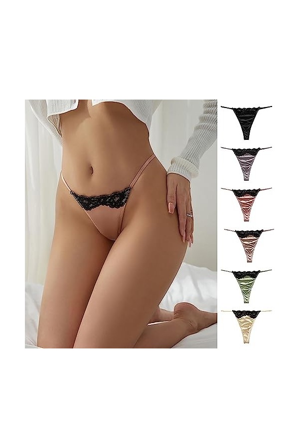 String Tangas pour Femmes Hot Slip Chic en Dentelle Culottes Stretch Léopard sous Vetement Coton Thong Brésilien