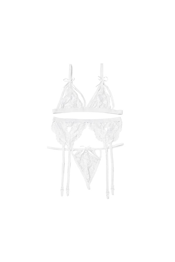 LDadgf Sous-vêtements sexy porte-jarretelles pour femme Sous-vêtements sexy, Blanc., XXXL